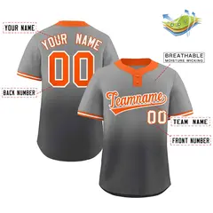 Gray Dark Gray Orange-White Gradient Two-Button Softball Jersey 2