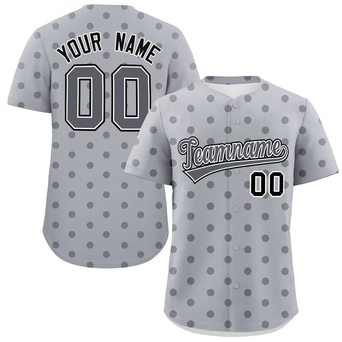 Gray Dark Gray Polka Dot Graffiti Authentic Baseball Jersey