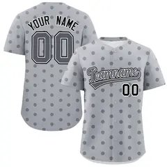 Gray Dark Gray Polka Dot Graffiti Authentic Baseball Jersey 1