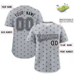 Gray Dark Gray Polka Dot Graffiti Authentic Baseball Jersey 2