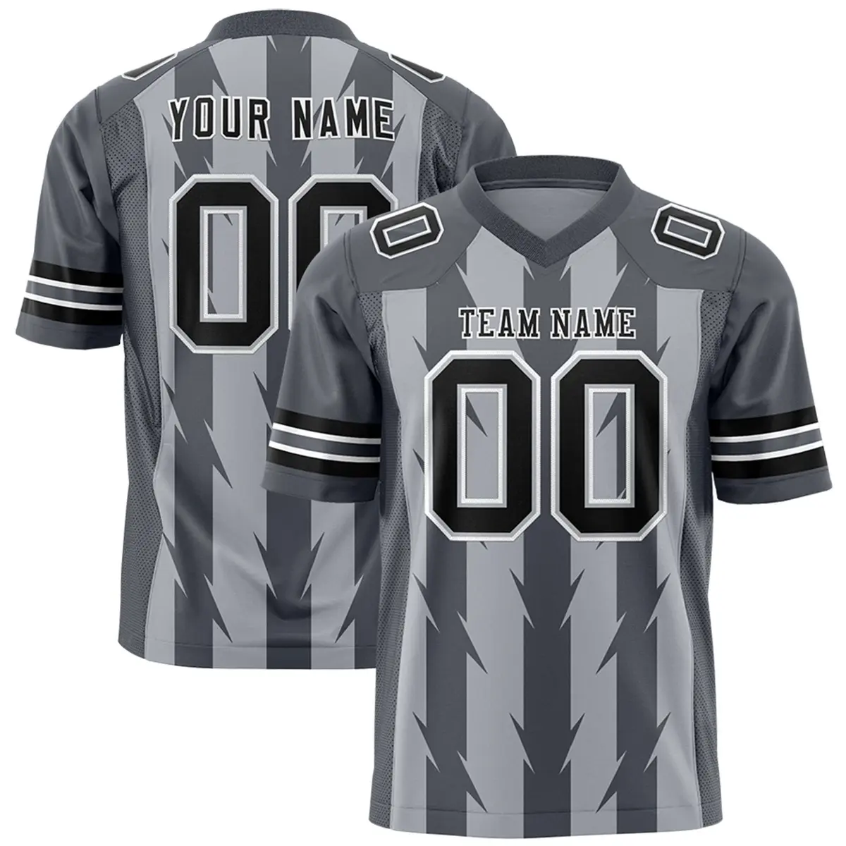 Gray Dark Gray Razr Stripe Graffiti Pattern Flag Football Jersey