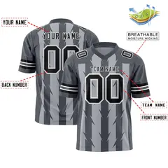 Gray Dark Gray Razr Stripe Graffiti Pattern Flag Football Jersey 2