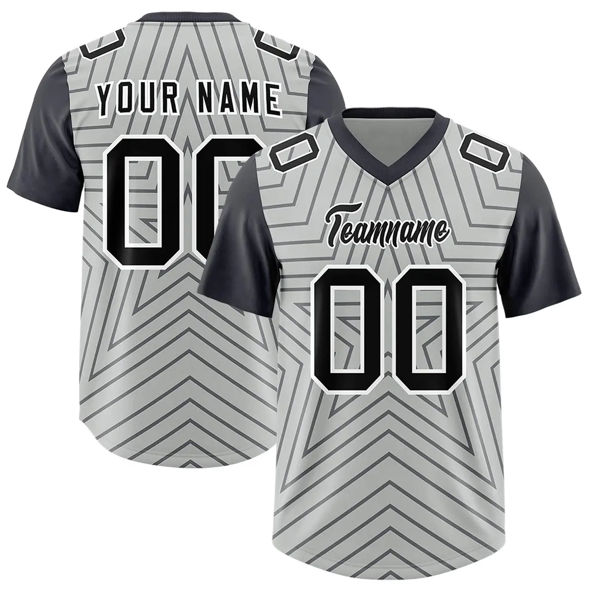 Gray Dark Gray Star Pattern Raglan Football Jersey