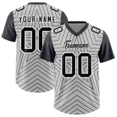 Gray Dark Gray Star Pattern Raglan Football Jersey 1