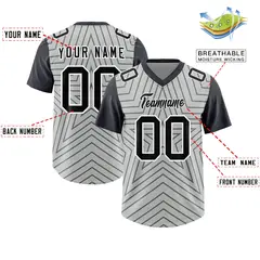 Gray Dark Gray Star Pattern Raglan Football Jersey 2