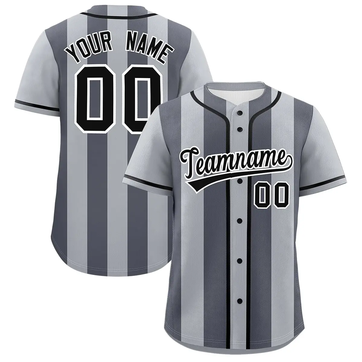 Gray Dark Gray Thick Stripe Authentic Baseball Jersey