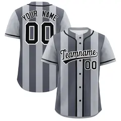 Gray Dark Gray Thick Stripe Authentic Baseball Jersey 1