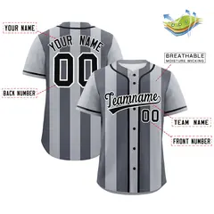 Gray Dark Gray Thick Stripe Authentic Baseball Jersey 2