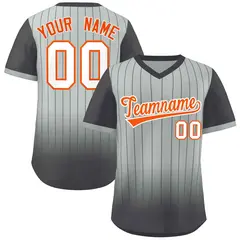 Gray Dark Gray-White Gradient Pinstripe Baseball Jersey