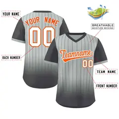 Gray Dark Gray-White Gradient Pinstripe Baseball Jersey 3