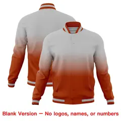 Gray Dark Orange Gradient Full-Snap Varsity Letterman Jacket 7