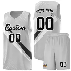 Gray Diagonal Pinstripe Color Block Basketball Jersey