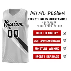 Gray Diagonal Pinstripe Color Block Basketball Jersey 2