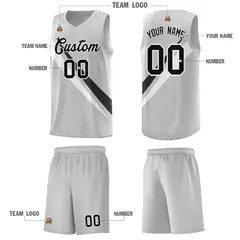 Gray Diagonal Pinstripe Color Block Basketball Jersey 5