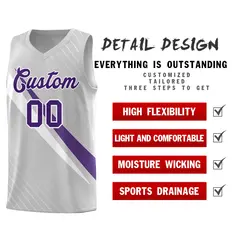 Gray Diagonal Pinstripe Color Block Basketball Jersey 2