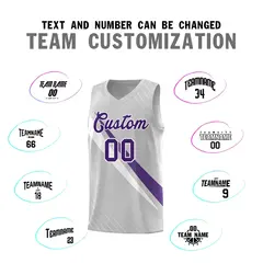 Gray Diagonal Pinstripe Color Block Basketball Jersey 4