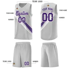 Gray Diagonal Pinstripe Color Block Basketball Jersey 5