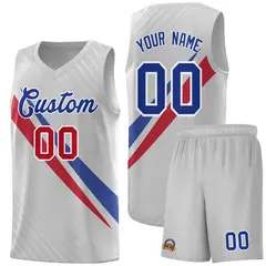 Gray Diagonal Pinstripe Color Block Basketball Jersey
