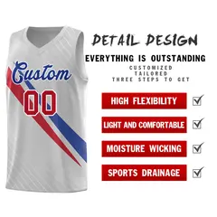 Gray Diagonal Pinstripe Color Block Basketball Jersey 2