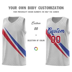 Gray Diagonal Pinstripe Color Block Basketball Jersey 3
