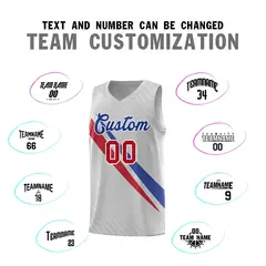 Gray Diagonal Pinstripe Color Block Basketball Jersey 4