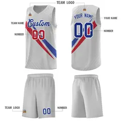Gray Diagonal Pinstripe Color Block Basketball Jersey 5