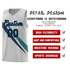 Gray Diagonal Pinstripe Color Block Basketball Jersey 2