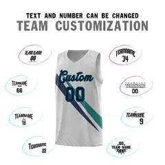 Gray Diagonal Pinstripe Color Block Basketball Jersey 4