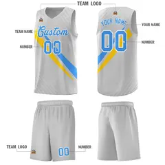 Gray Diagonal Pinstripe Color Block Basketball Jersey 5