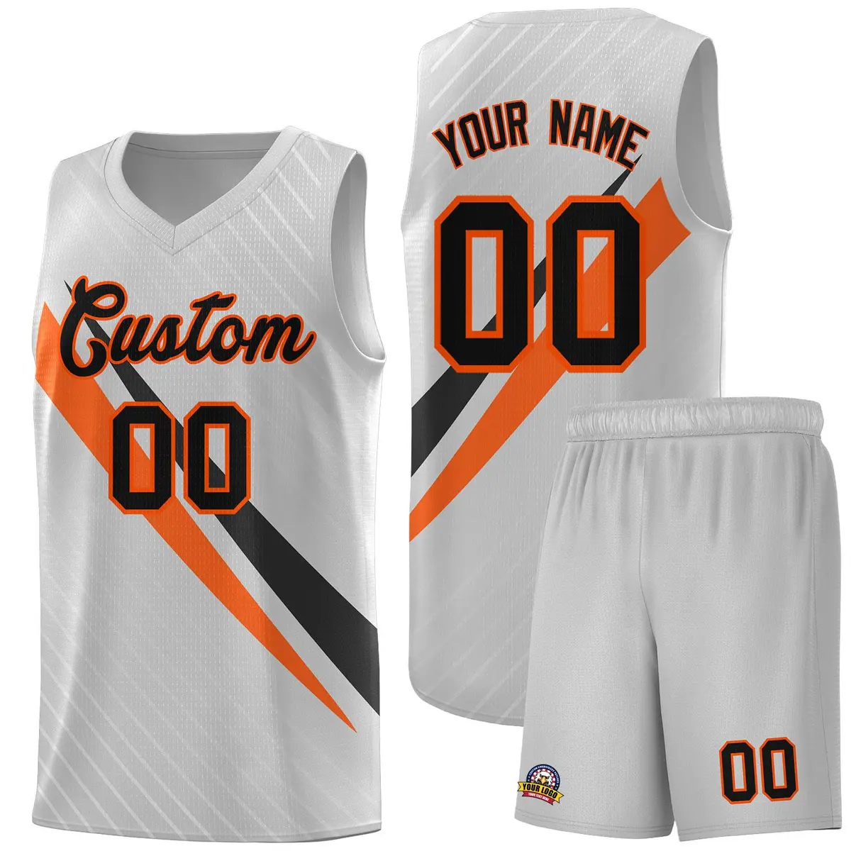 Gray Diagonal Pinstripe Color Block Basketball Jersey