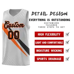 Gray Diagonal Pinstripe Color Block Basketball Jersey 2