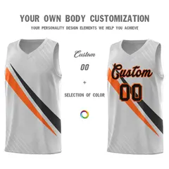 Gray Diagonal Pinstripe Color Block Basketball Jersey 3