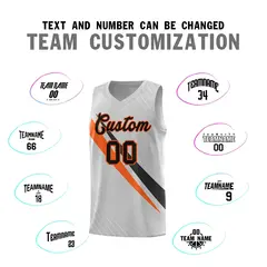 Gray Diagonal Pinstripe Color Block Basketball Jersey 4