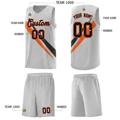 Gray Diagonal Pinstripe Color Block Basketball Jersey 5