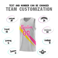 Gray Diagonal Pinstripe Color Block Basketball Jersey 4