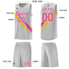 Gray Diagonal Pinstripe Color Block Basketball Jersey 5