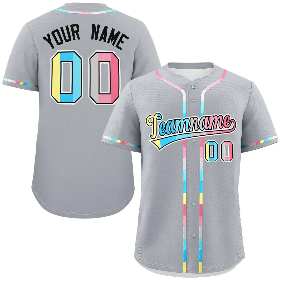 Gray Genderflux Pride Month Baseball Jersey
