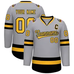Gray Gold-Black Classic Hockey Jersey