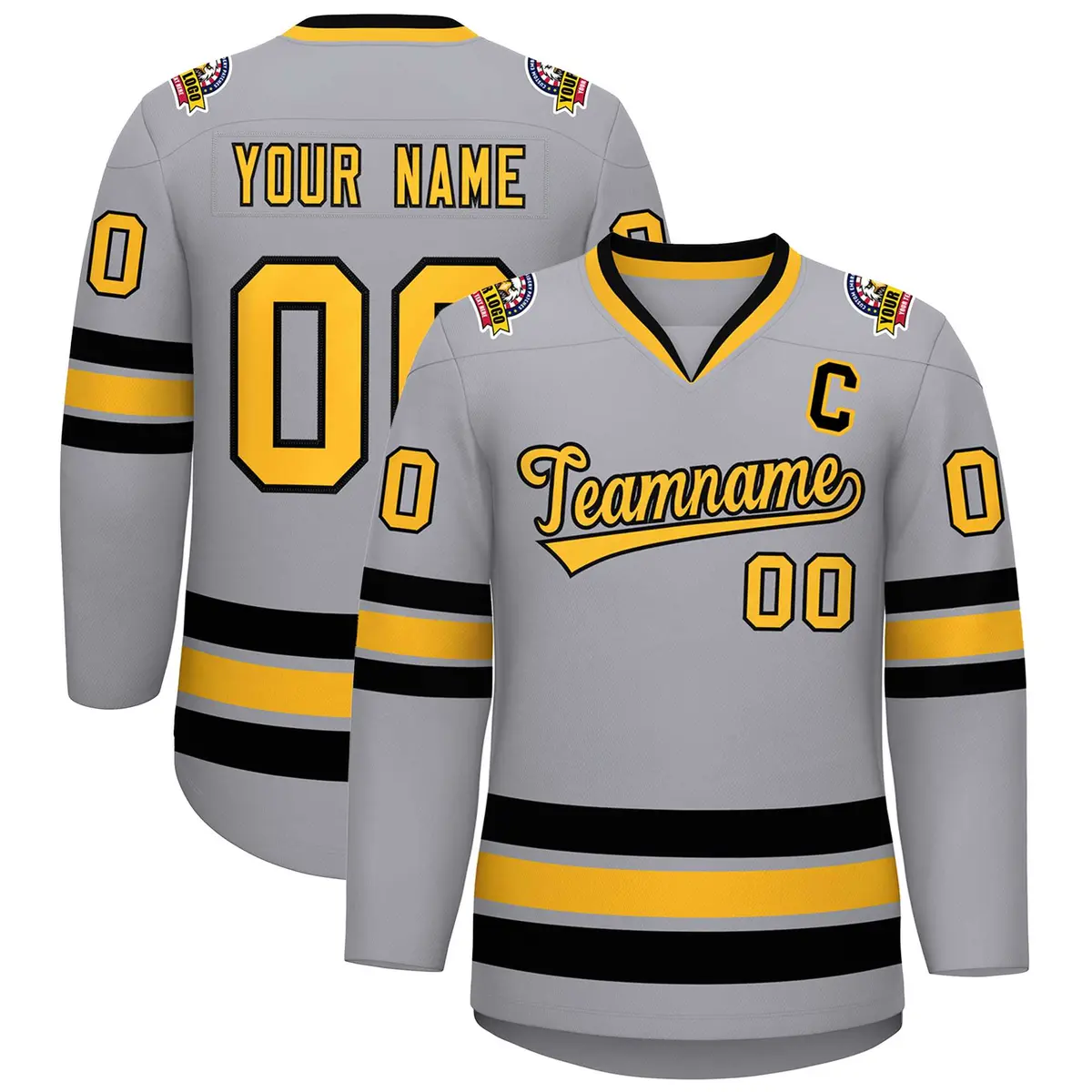 Gray Gold-Black Classic Hockey Jersey