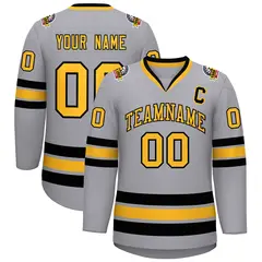 Gray Gold-Black Classic Hockey Jersey