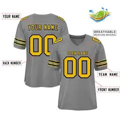 Gray Gold-Black Classic Style Authentic Football Jersey 2