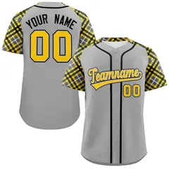 Gray Gold-Black Raglan Sleeves Authentic Baseball Jersey 1
