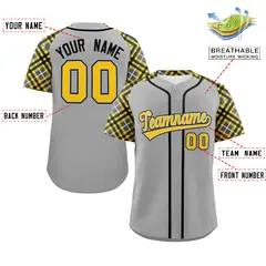 Gray Gold-Black Raglan Sleeves Authentic Baseball Jersey 2