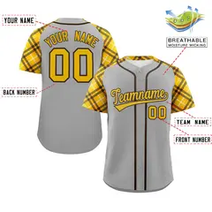 Gray Gold-Brown Raglan Sleeves Authentic Baseball Jersey 2