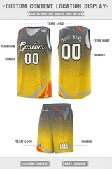 Gray Gold Gradient Star Graffiti Basketball Jersey 2