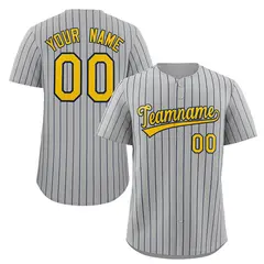 Gray Gold-Navy Stripe Authentic Fashion Baseball Jersey