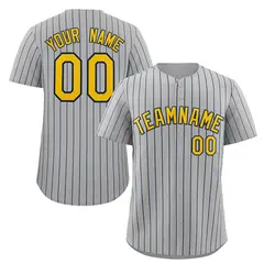 Gray Gold-Navy Stripe Authentic Fashion Baseball Jersey