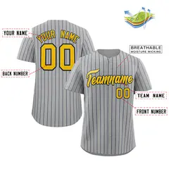 Gray Gold-Navy Stripe Authentic Fashion Baseball Jersey 2