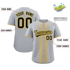 Gray Gold Phonetic Rhythm Authentic Baseball Jersey 2