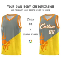 Gray Gold Radiant Sun Two Tone Uniform Basketball Jersey 4